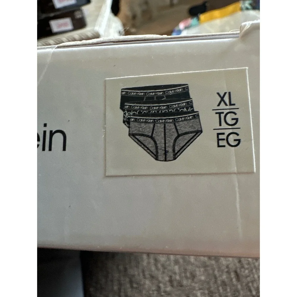 Calvin Klein Mens 3 Pack Cotton Stretch Hip Briefs XL Black Grey NP24200007